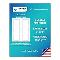 Premium Label Supply White Sticker Square Labels – 3” x 3