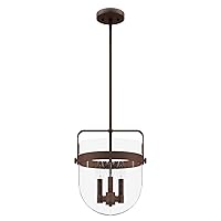 Hunter - Karloff 3-Light Textured Rust, Medium Size Pendant Light, Dimmable, Casual Style, Urn Shaped, for Bedrooms, Kitchens, Dining, Living Rooms - 19832