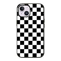 CASETiFY Impact iPhone 14 Case [4X Military Grade Drop Tested / 8.2ft Drop Protection] - Black White Check Checkerboard Chess Board Two Tone Ska Pattern - Glossy Black