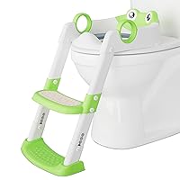Potty Training Seat with Step Stool Ladder for Toddlers as a Potty Training Toilet Anti-Slip Safe Pads Adjustable Height Legs Green