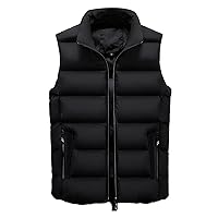 Vest Jacket For Men Oversized Puffer Vest Padded Warm Winter Sleeveless Stand Collar Quilted Coat Outerwear Vests