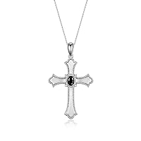 Rylos Cross Necklace with Gemstones, Diamonds & 18