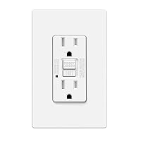 ELECTECK 15 Amp GFCI Outlets, Tamper Resistant, Self-Test GFI Receptacles with LED Indicator, Ground Fault Circuit Interrupter, Decor Screwless Wallplate Included, ETL Listed, White