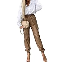 Women PU Leather Pants Autumn Winter Casual Loose Trousers with Pocket Joggers Black Harem Pants Streetwear