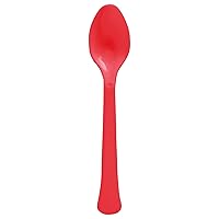 Amscan Apple Red Plastic Heavy Weight Forks (50 Count) - Premium Disposable Plastic Cutlery, Perfect for Home Use and All Kinds of Occasions