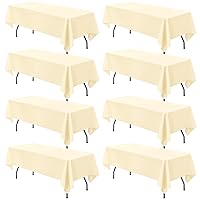 8 Pack Beige Tablecloth for Rectangle Tables,60 x 102 Inch Beige Polyester Tablecloth for 6 Ft Rectangle Tables,Stain and Wrinkle Resistant Washable Fabric Table Cover for Wedding/Buffet Party/Events