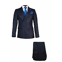 Owen Mens Slim Fit 3 Piece Navy Blue Suits Double Breasted