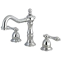 Kingston Brass KS1971AL Heritage Widespread Lavatory Faucet with Metal lever handle, Polished Chrome, 8-Inch Adjustable Center