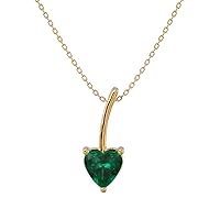 2 Carat Gemstone Solitaire Heart Pendant Necklace for Women in 14k Gold 3-Prong Setting Birthstone Jewelry for Her by VVS Gems