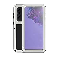 LOVE MEI for Samsung Galaxy S21 Plus Case,Outdoor Sports Military Heavy Duty Metal Cover Shockproof Dustproof Full Body Protective Case with Built in Tempered Glass Screen Protector (Silver)