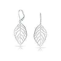 Tribal Boho Lightweight Nature Open Drop Leaf Dangle Earrings Western Jewelry For Women Teens .925 Sterling Silver Lever Back
