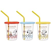 Skater SIH2ST-A Tumbler with Straw, 8.1 fl oz (230 ml), 3 Pieces, Snoopy 80s Cafe, Made in Japan