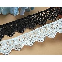 Lace Crafts - Handmade DIY Garment Accessories Water Soluble Milk Silk and White Cross Embroidery Width 3.5cm - (Color: White)