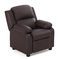 ARLIME Kids Recliner, Leather Lounge Chair w/Footrest, Armrest, Headrest & Lumbar Support, Ergonomic Toddler Sofa Armchair for Boys Girls (Brown)