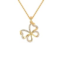 VVS Certified Butterfly Style 18K White/Yellow/Rose Gold Pendant with 0.29 Ct Round Natural Diamond & 18k Gold Chain Necklace for Women | Bird Style Pendant Necklace for Wife, Mother (IJ, I1-I2)