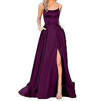 Halter Bridesmaid Dresses Long with Slit Satin Prom Dresses for Women Formal Gown Wedding Guest Evening Party Dress