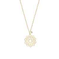 GELIN 14K Solid Gold Flower Necklace with Diamond | 14k Gold Pendant Necklace for Women, 18
