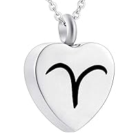misyou 12 Constellations Cremation Heart Pendant Memorial Necklace Ashes Urn Keepsake Funeral Jewelry