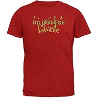 Christmas I'm Grandpa's Favorite Red Adult T-Shirt - Large