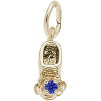 Babyshoe w/Dark Blue Synthetic Crystal Charm (Choose Metal) by Rembrandt