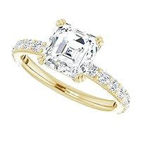 925 Silver, 10K/14K/18K Solid Gold Moissanite Engagement Ring,1 CT Asscher Cut Handmade Solitaire Ring, Diamond Wedding Ring for Women/Her Anniversary Ring, Birthday Ring,VVS1 Colorless Gift