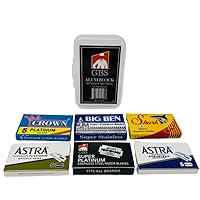 G.B.S Double Edge Safety Blades, Sample Pack, Includes 40 Blades and 80 Grams Alum Block After Shave Soothing Razor Burn Relief