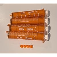 NeoMed Oral Liquid Medication Dose Dispenser Syringe With Cap 60cc/60mL 4/PACK Amber Non-ENFit