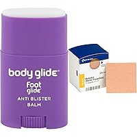 BodyGlide Foot Glide Anti Blister Balm | blister prevention 0.8oz and First Aid Only Moleskin Blister Prevention 10 Count