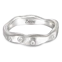 Boheme Unity 18K Natural Colored White Gold Lava Unisex Commitment Band with Natural Diamonds
