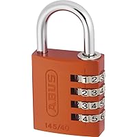 ABUS 145/40 C Aluminum Resettable Combination Padlock, 4 Dial, Orange