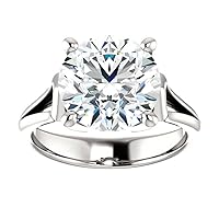 Siyaa Gems 5 CT Round Diamond Moissanite Engagement Ring Wedding Ring Eternity Band Solitaire Halo Hidden Prong Silver Jewelry Anniversary Promise Ring
