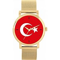 Turkey Flag Watch 38mm Case 3atm Water Resistant Custom Designed Quartz Movement Luxury Fashionable