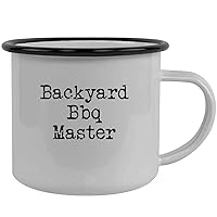 Backyard Bbq Master - Stainless Steel 12oz Camping Mug, Black