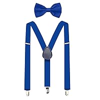 Suspenders For Men,Women Adjustable Suspends Bow Tie Set Solid Color Y Shape with Strong Clips Adjustable Braces
