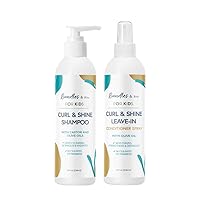 KIDS Shampoo and Leave-In Conditioner Spray - Gently Cleanses, Nourishes and Detangles Curly Hair - Plant-Based, Sulfate & Paraben Free, 2 pieces, 8 oz each