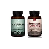 Natural Rhythm Day & Night Bundle - Triple Calm Magnesium 150mg, 120 Capsules + Magnesium Taurate 750mg (150mg of Elemental Magnesium) 120 Capsules