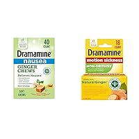 Dramamine Nausea Relief Ginger Chews, 40 Count and Motion Sickness Relief Capsules, 18 Count
