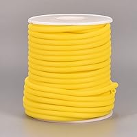 16.4 Yards Hollow Rubber Tube Cord 4mm PVC Pipe Rubber Tubing Yellow for DIY Craft Beading Necklace Bracelet Jewelry Making, Hole:2mm