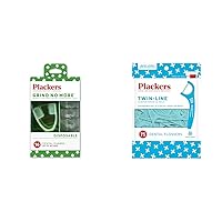 Plackers Grind No More Night Guard (16 Count) and Plackers Twin-Line Dental Flossers (75 Count)