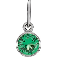 14k White Gold Simulated Emerald Posh Mommy Simulated Emerald Charm Pendant Necklace Jewelry Gifts for Women