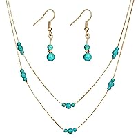 Multilayer Faux Turquoise Beaded Necklace And Earring Set Women Costume Jewellery Sets StylishDeft and Professional
