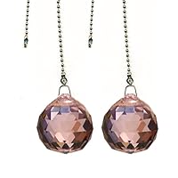 Magnificent Crystal 40mm Pink Crystal Ball Prism 2 Pieces Dazzling Crystal Ceiling Fan Pull Chain