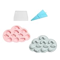 2pcs Set of 3D Cloud Rainbow Rain Drop Shape Silicone Mold, 3D Fondant Cake Food Jelly Ice Cube Drop Glue Mold, Keychain Pendant Resin Silicone Mold