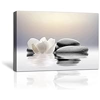 LZIMU Zen Canvas Wall Art Lotus Flowers and Stones Spa Pictures Wall Decor Art Prints for Yoga Meditation Room Decor (28x42in (70x105cm))