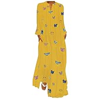 Women's Bohemian Flowy Beach Round Neck Trendy Glamorous Dress Print Casual Loose-Fitting Summer Swing Sleeveless Long