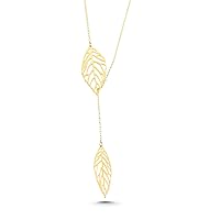 Double Leaf Necklace, 14K Real Gold Leaf Necklace, Dainty Custom Leaf Necklace, Handmade Gold Double Leaf Necklace