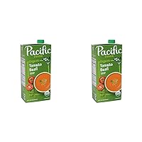 Pacific Foods Organic Tomato Basil Soup, Plant Based, 32 oz Carton (Pack of 2)