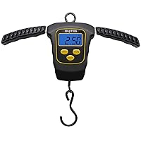 Fish Scale with Backlit LCD Display 110lb 50kg Digital Portable Hanging Scale Fish Weigher Luggage Scale Fishing Gifts for Men (Black with Yellow Keys)