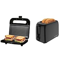 OVENTE 750W Panini Press Grill & 700W 2-Slice Toaster Bundle - Sandwich Maker & Toaster Machine Set