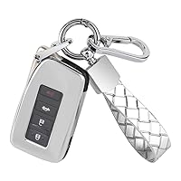 Car Key Fob Cover Case Chain Ring For Lexus ES NX RX GS LX RC Accessories  Silver